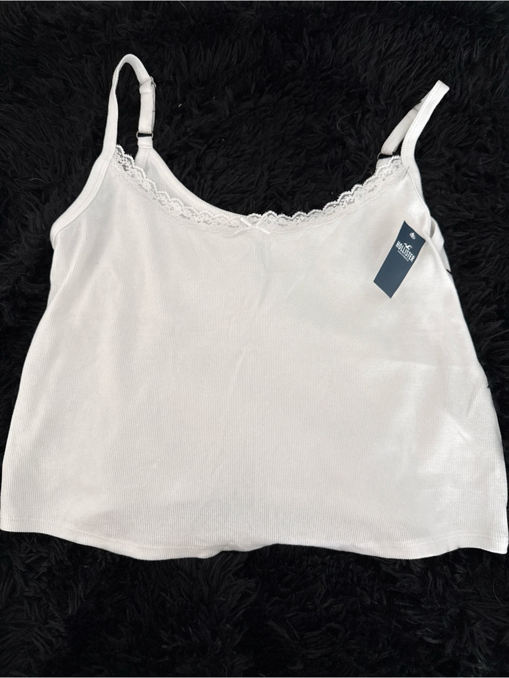 Hollister White Lace-Trim Tank Top